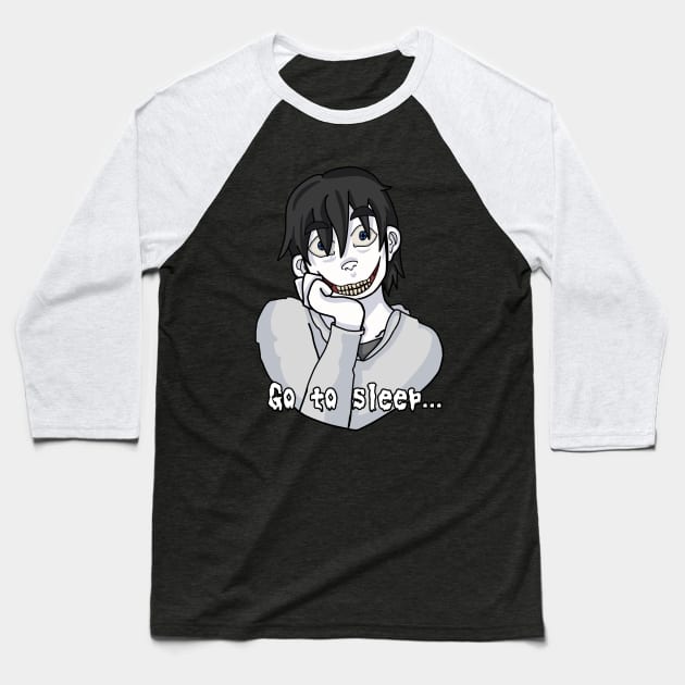 Jeff the Killer With Text Baseball T-Shirt by Media By Moonlight